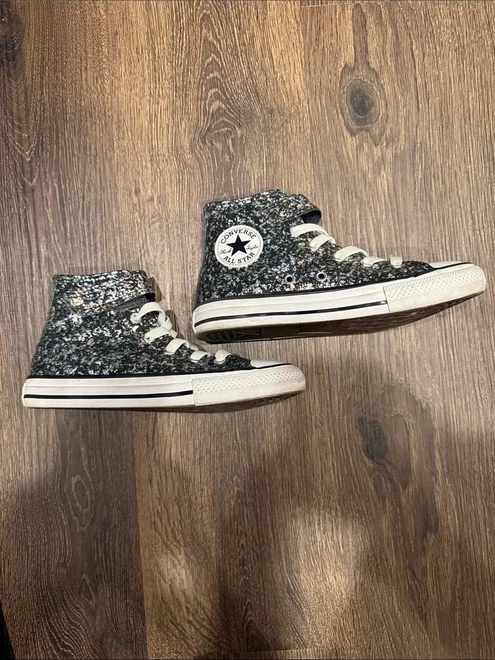 Converse Kids High Top Sneakers in Black Speckle with White Accents